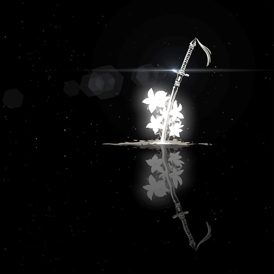 Glowing White Karambit Knife with Flowers in Dark Water Reflection HD phone wallpaper