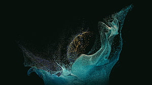 Abstract Blue and Gold Particle Splash on Dark Background HD wallpaper