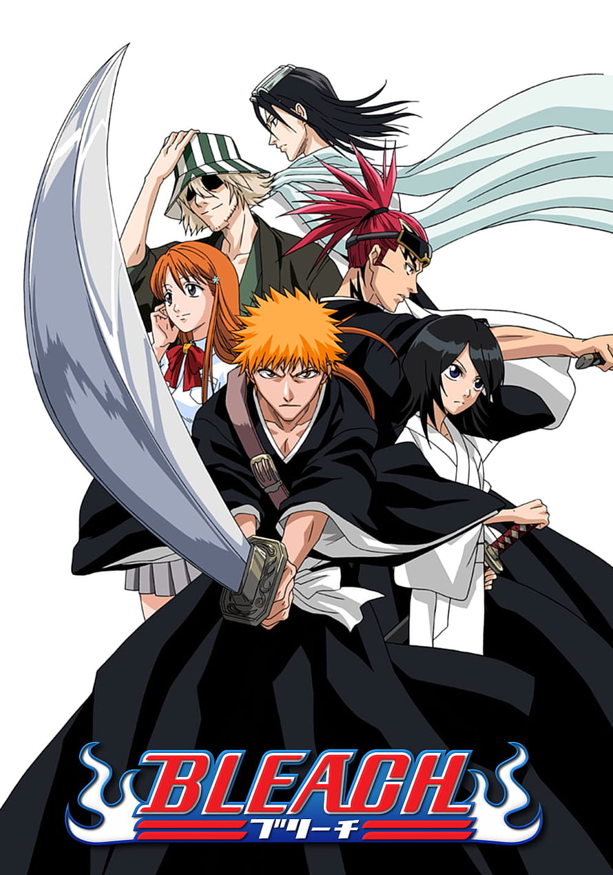 Bleach Anime Group Poster Featuring Ichigo Kurosaki and Soul Reapers in Action HD phone wallpaper