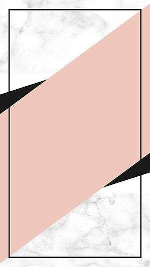 Minimalist Geometric Marble and Blush Pink Abstract Design with Black Frame Lines HD phone wallpaper
