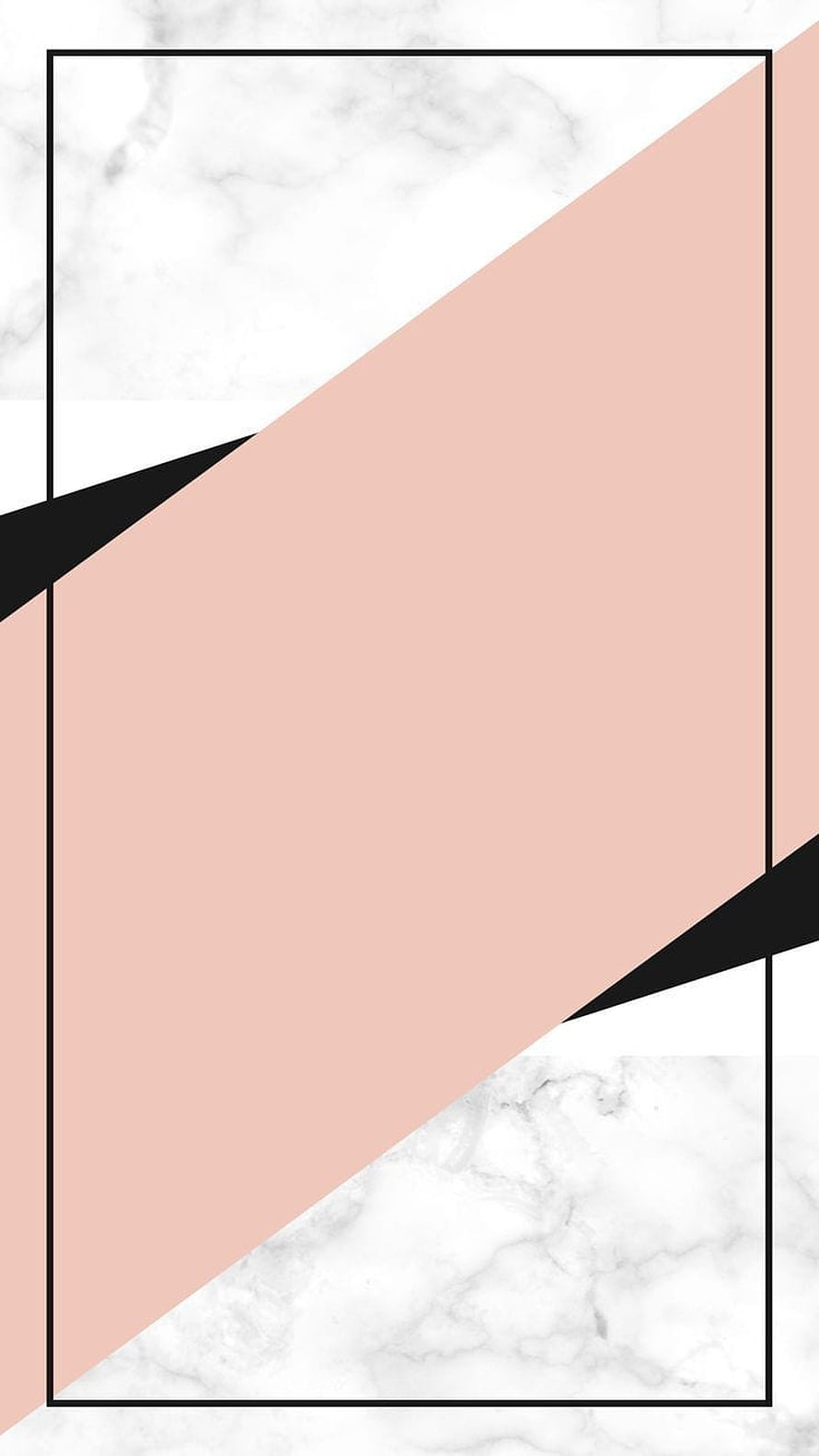 Minimalist Geometric Marble and Blush Pink Abstract Design with Black Frame Lines HD phone wallpaper