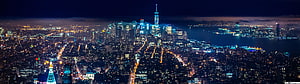 New York City Skyline at Night with One World Trade Center and Manhattan Lights, 5120x1440 posted by Christopher Cunningham, 5120x1440 HD wallpaper