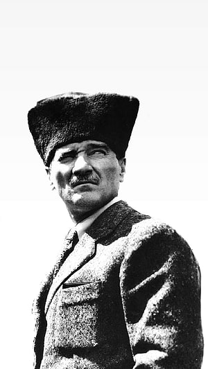 Portrait of Mustafa Kemal Ataturk in Traditional Hat and Suit HD phone wallpaper