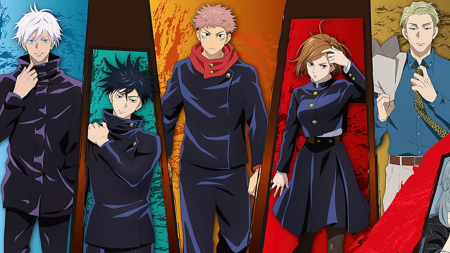 Jujutsu Kaisen Anime Characters Gojo Satoru Yuji Itadori Megumi Fushiguro Nobara Kugisaki HD wallpaper