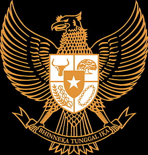 Golden Garuda Pancasila Emblem of Indonesia on Black Background HD phone wallpaper