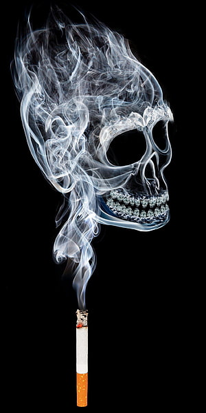Cigarette Smoke Forming A Human Skull Shape On Black Background, Bad boy in 2019, smoking boy HD phone wallpaper