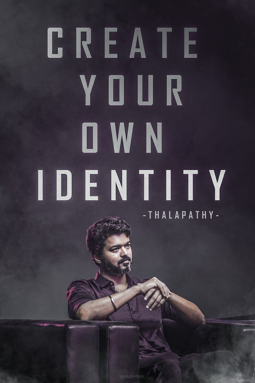 Vijay Thalapathy motivational quote create your own identity dark background HD phone wallpaper