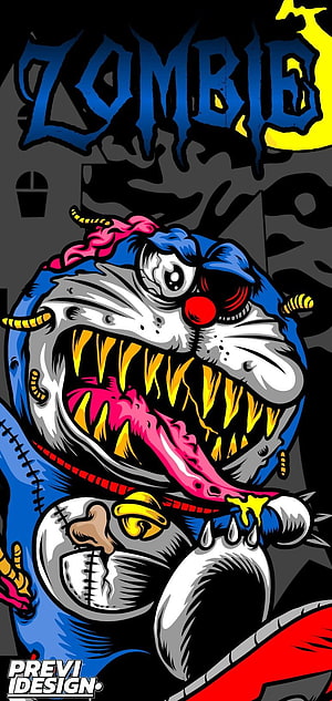 Horror Zombie Doraemon Monster Illustration Wallpaper HD phone wallpaper