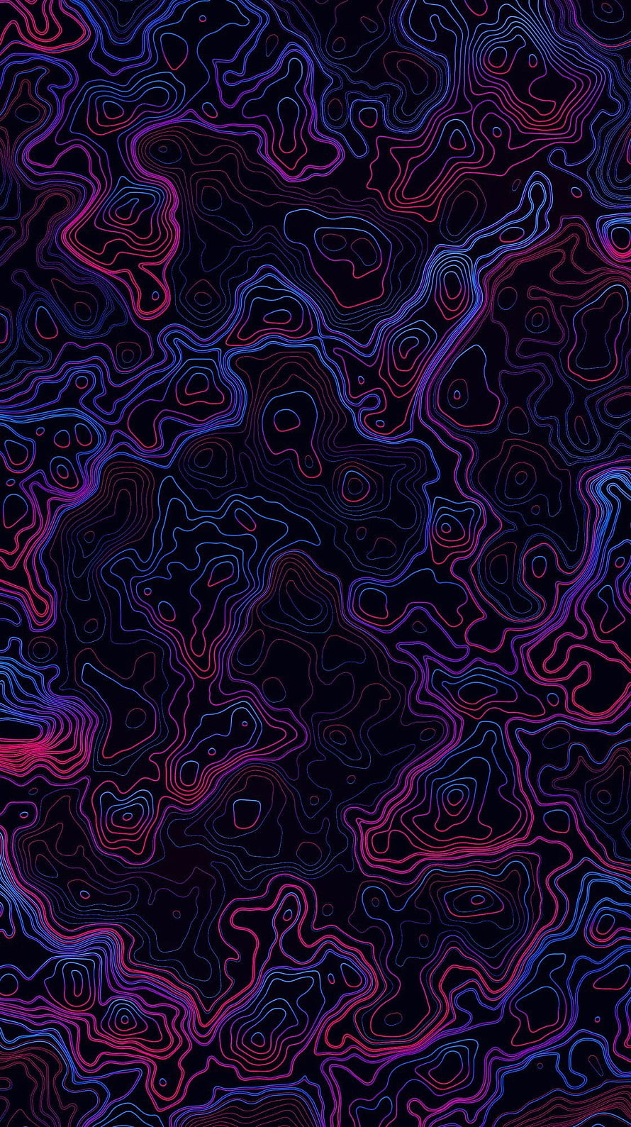 Neon Topographic Lines Abstract Wallpaper With Glowing Pink And Blue Contours On Dark Background HD phone wallpaper