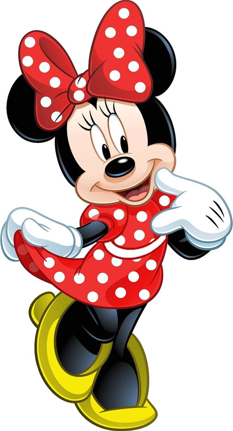 Minnie Mouse in Red Polka Dot Dress and Bow Character Illustration HD phone wallpaper