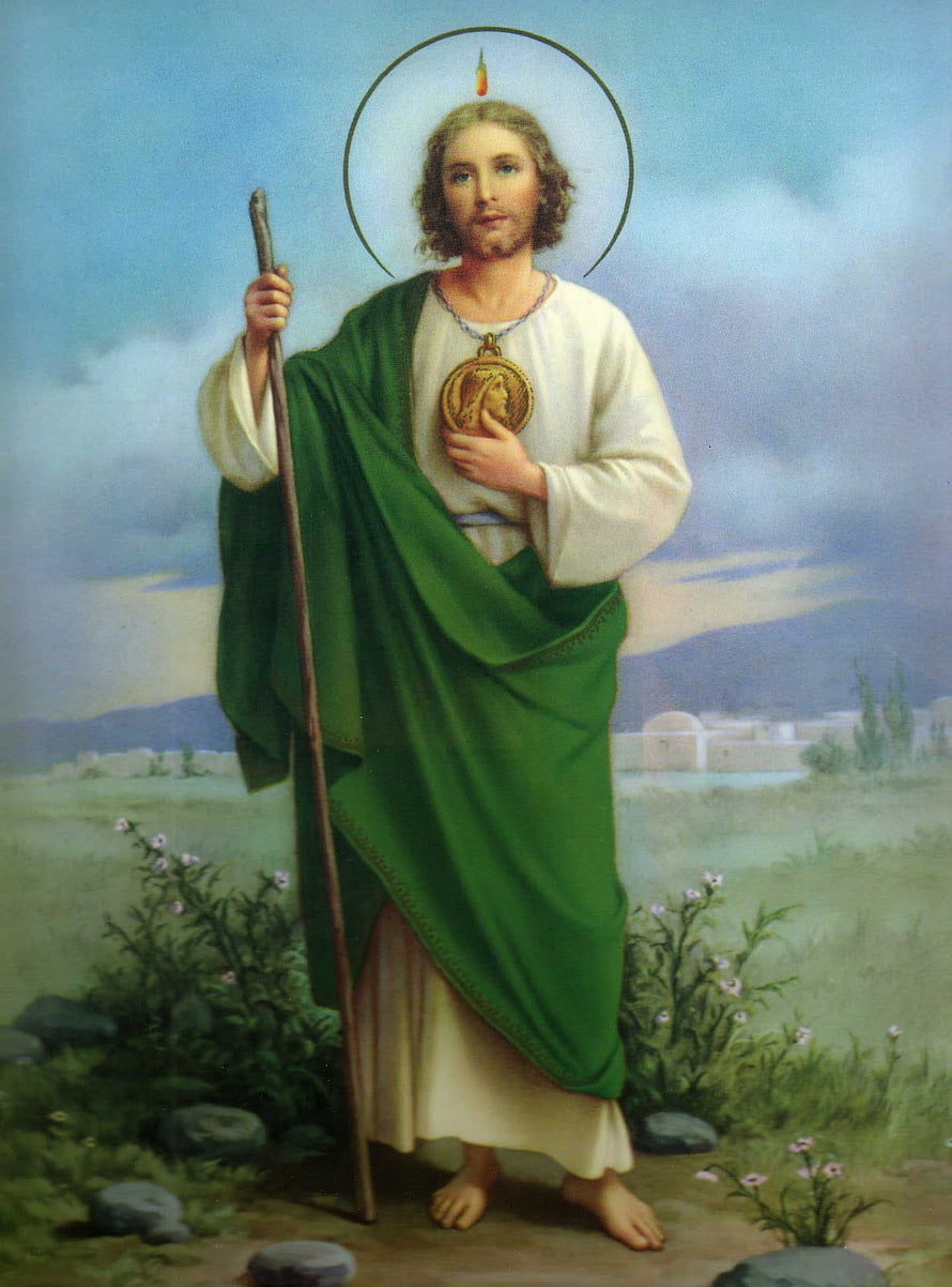 St. Jude Thaddeus Religious Painting with Halo and Shepherd's Staff HD phone wallpaper