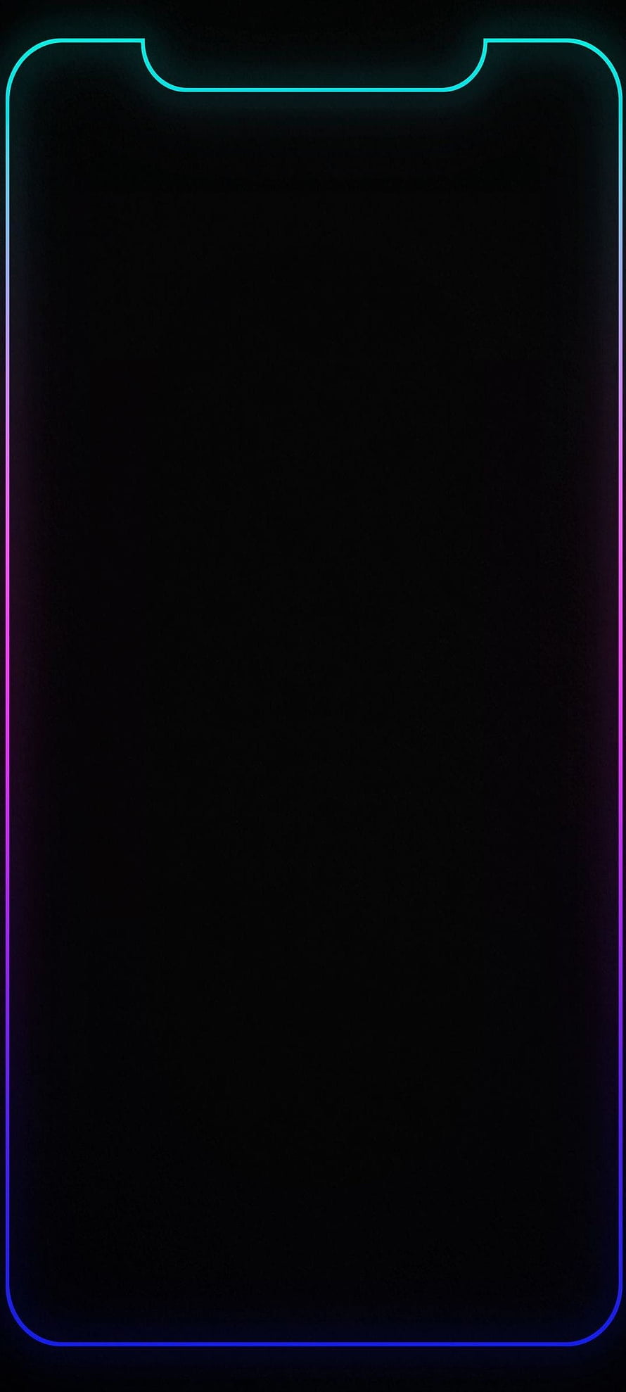 Minimalist Neon Gradient Border on Black Background for Smartphone Screens HD phone wallpaper