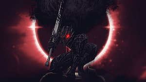 Dark Fantasy Knight With Glowing Red Eyes And Massive Sword HD wallpaper