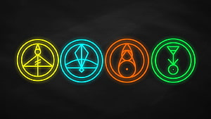 The Owl House Magic Glyphs in Neon Glow on Dark Background HD wallpaper