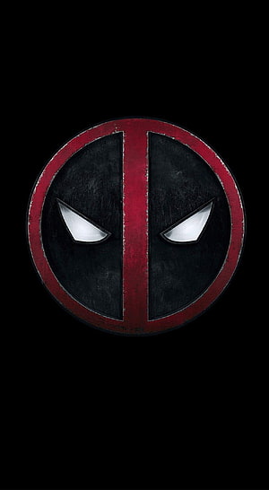Deadpool Mask Logo Wallpaper - Red and Black Circular Emblem with White Eyes HD phone wallpaper