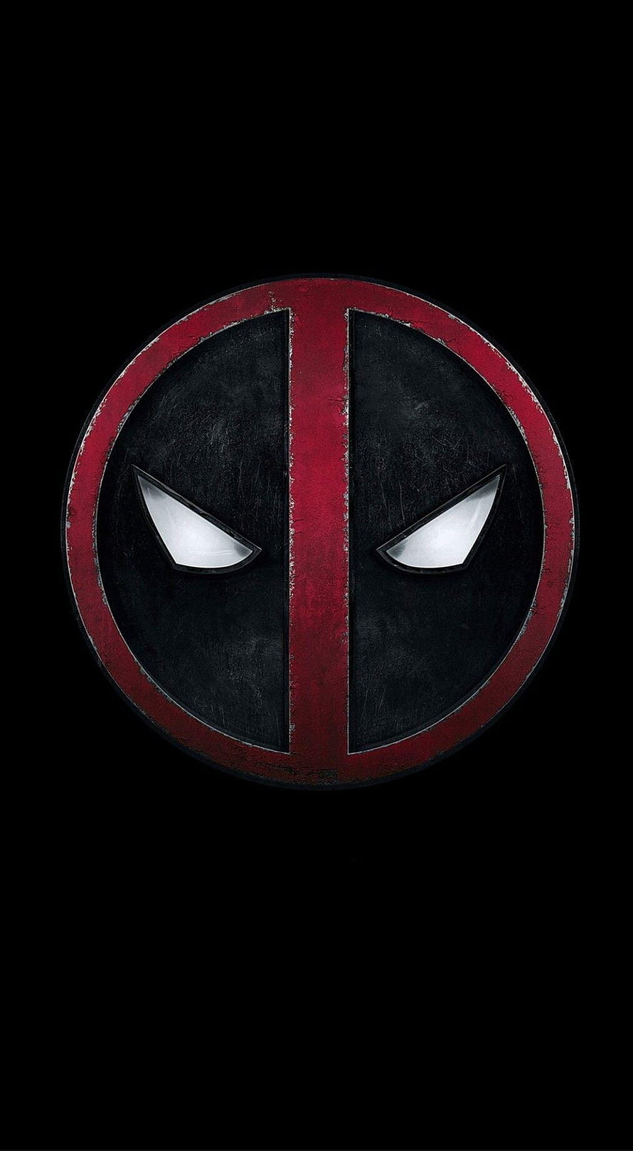Deadpool Mask Logo Wallpaper - Red and Black Circular Emblem with White Eyes HD phone wallpaper