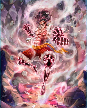 Monkey D. Luffy Gear 5 Infobox Artwork with Haki Aura and Dynamic Action Pose HD phone wallpaper