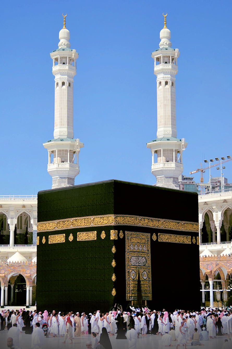 The Kaaba in Mecca with Minarets and Pilgrims HD phone wallpaper