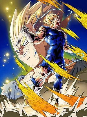 Majin Vegeta Super Saiyan Transformation in Dragon Ball Z Manga Art HD phone wallpaper