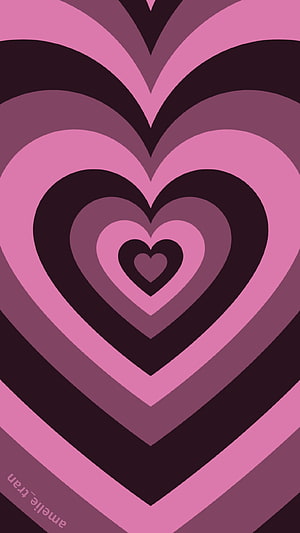 Concentric Pink and Black Heart Pattern with Retro Geometric Aesthetic HD phone wallpaper