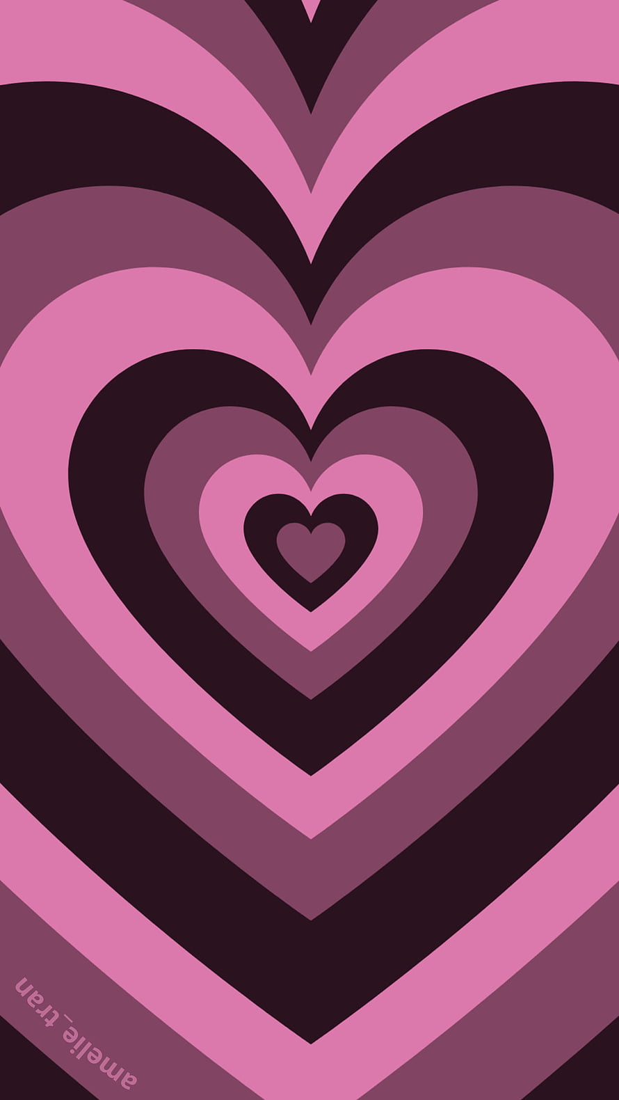 Concentric Pink and Black Heart Pattern with Retro Geometric Aesthetic HD phone wallpaper
