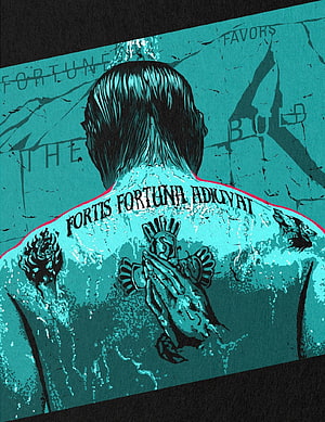 Fortis Fortuna Adiuvat Tattoo Artwork Teal and Black Illustration HD phone wallpaper