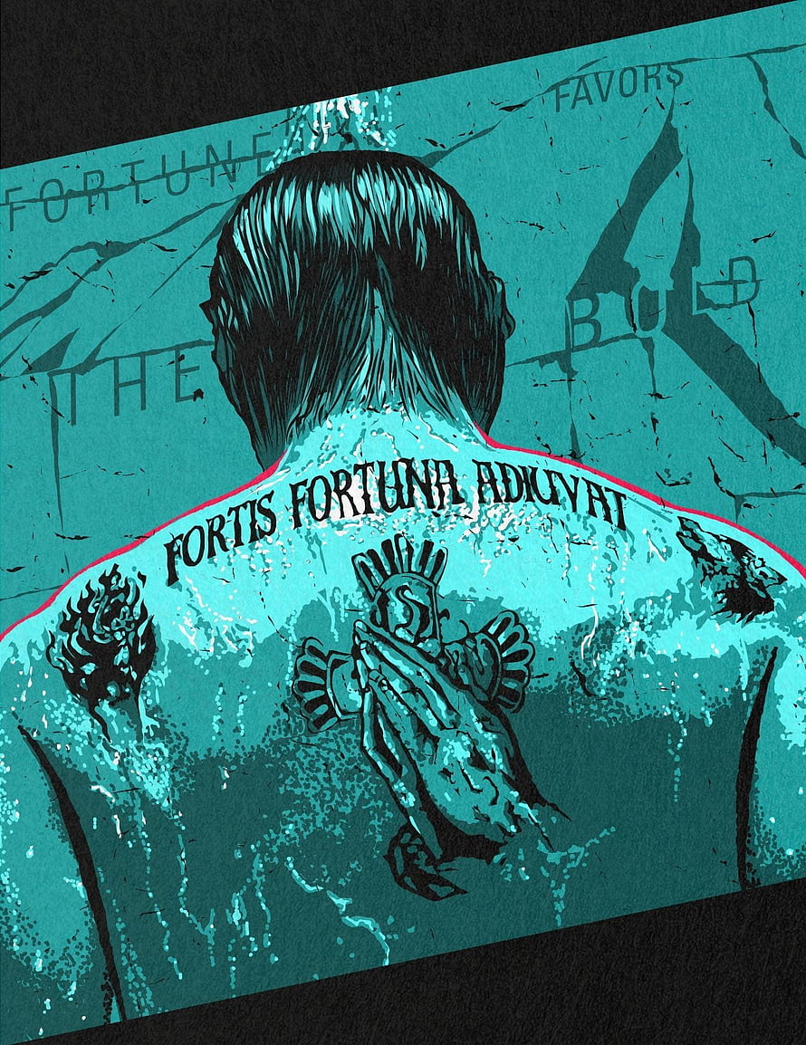 Fortis Fortuna Adiuvat Tattoo Artwork Teal and Black Illustration HD phone wallpaper