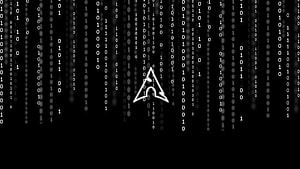 BlackArch Linux Logo on Matrix Binary Code Background HD wallpaper