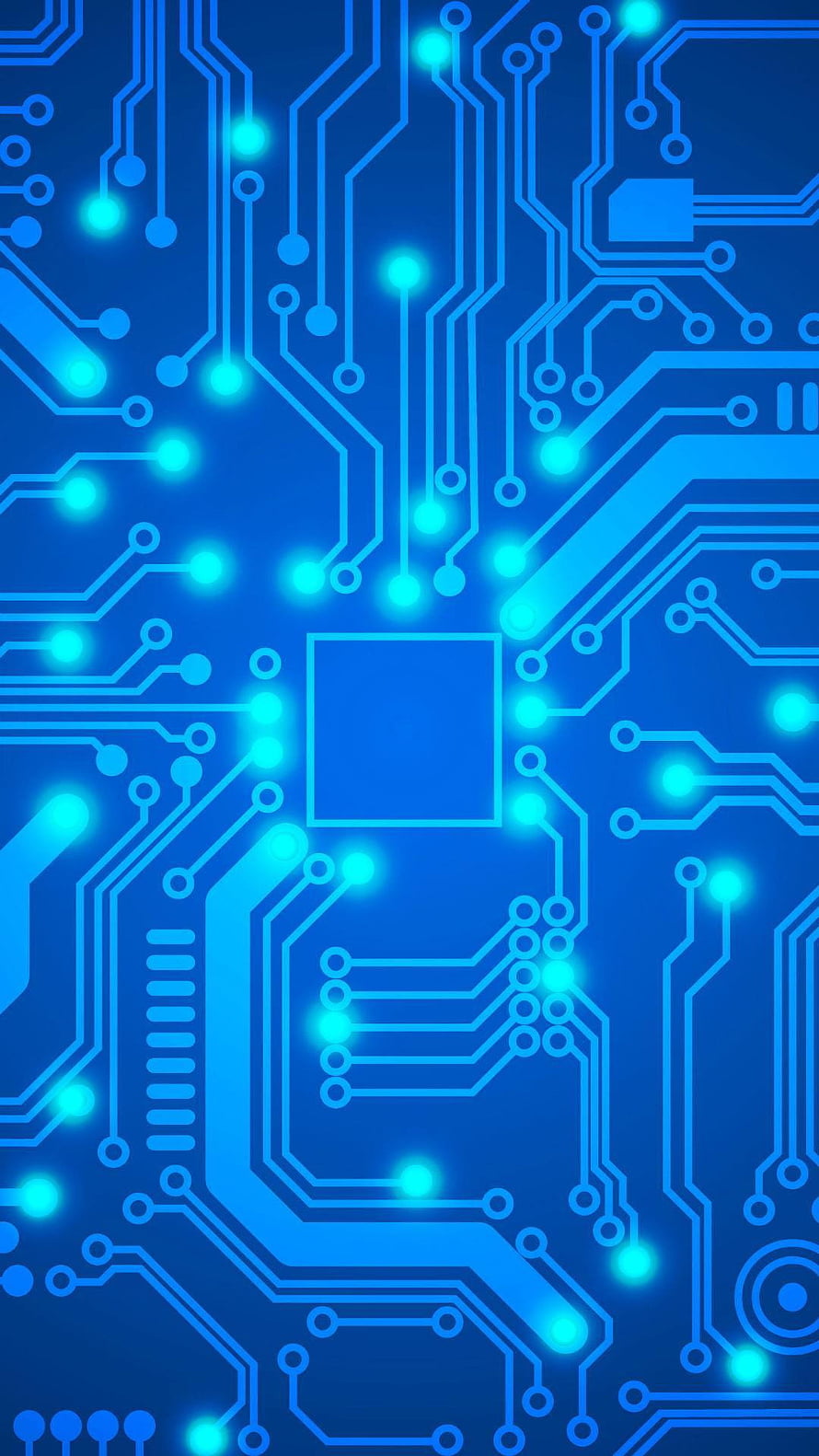Glowing Blue Circuit Board Pattern with Luminous Nodes and Traces HD phone wallpaper
