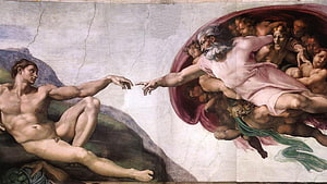 Michelangelo Sistine Chapel Ceiling The Creation of Adam Fresco Detail HD wallpaper