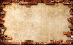 Rustic Exposed Brick Wall Frame With Aged Plaster Center For Vintage Design HD wallpaper