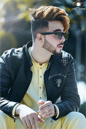 Stylish Young Man in Black Leather Jacket and Yellow Shirt Wearing Sunglasses, Hair Cutting Boys : And receive a monthly newsletter with our best high quality ., boy hair style HD phone wallpaper