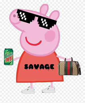 Peppa Pig Savage Meme with Gucci Bag, Mountain Dew, and Pixelated Sunglasses HD phone wallpaper