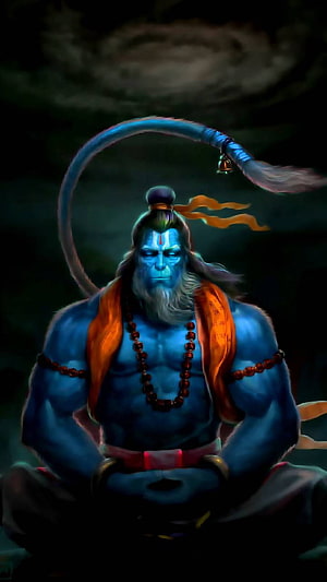 Meditating Hanuman Monkey God Digital Art Wallpaper, hanuman anime angry, #Hanuman HD phone wallpaper