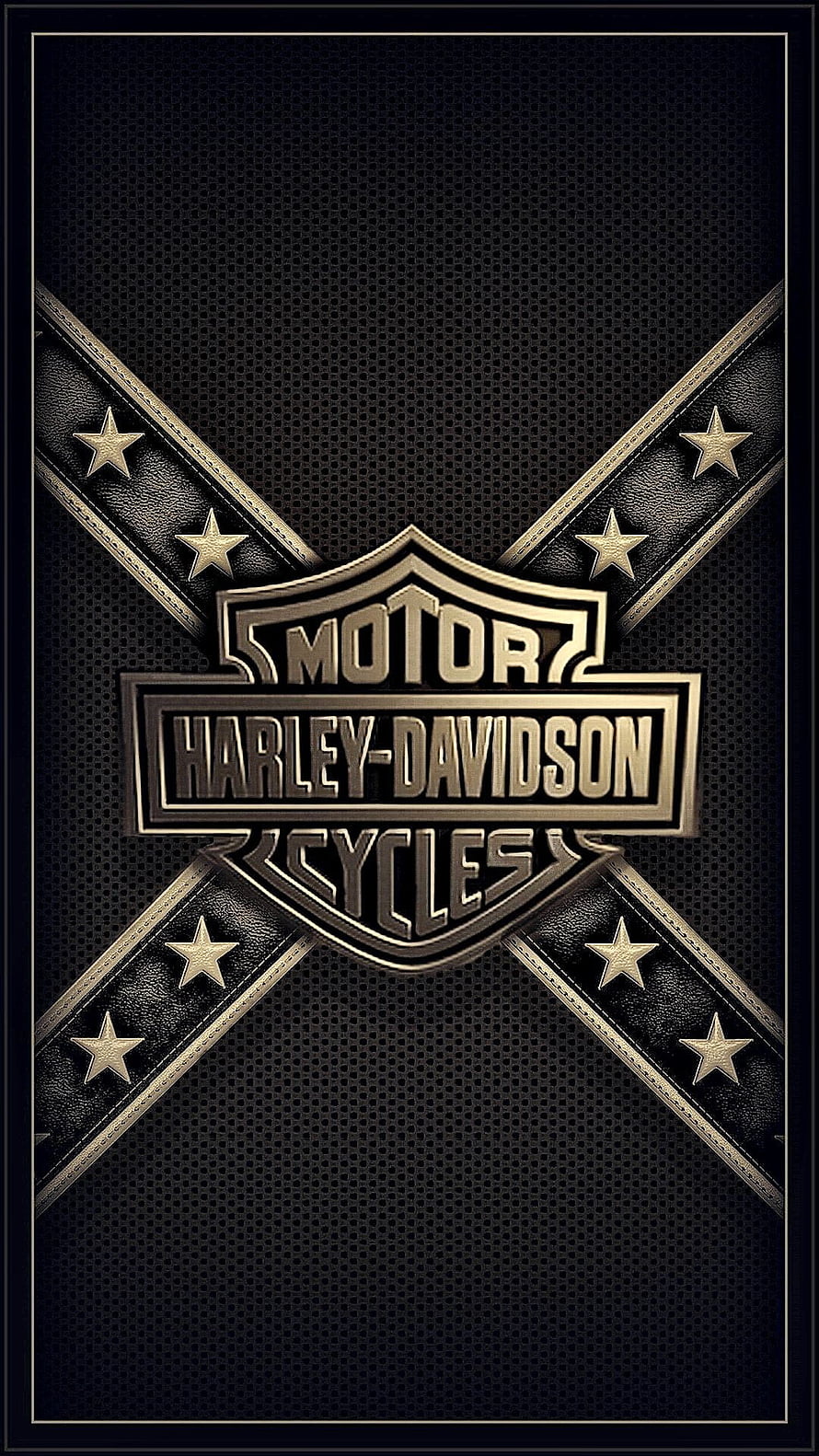 Harley-Davidson Logo on Black Leather and Metal Texture Background HD phone wallpaper