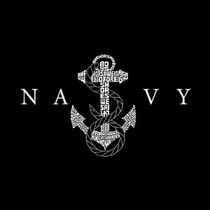 Navy Anchor Typography Art With Nautical Words And Black Background HD phone wallpaper