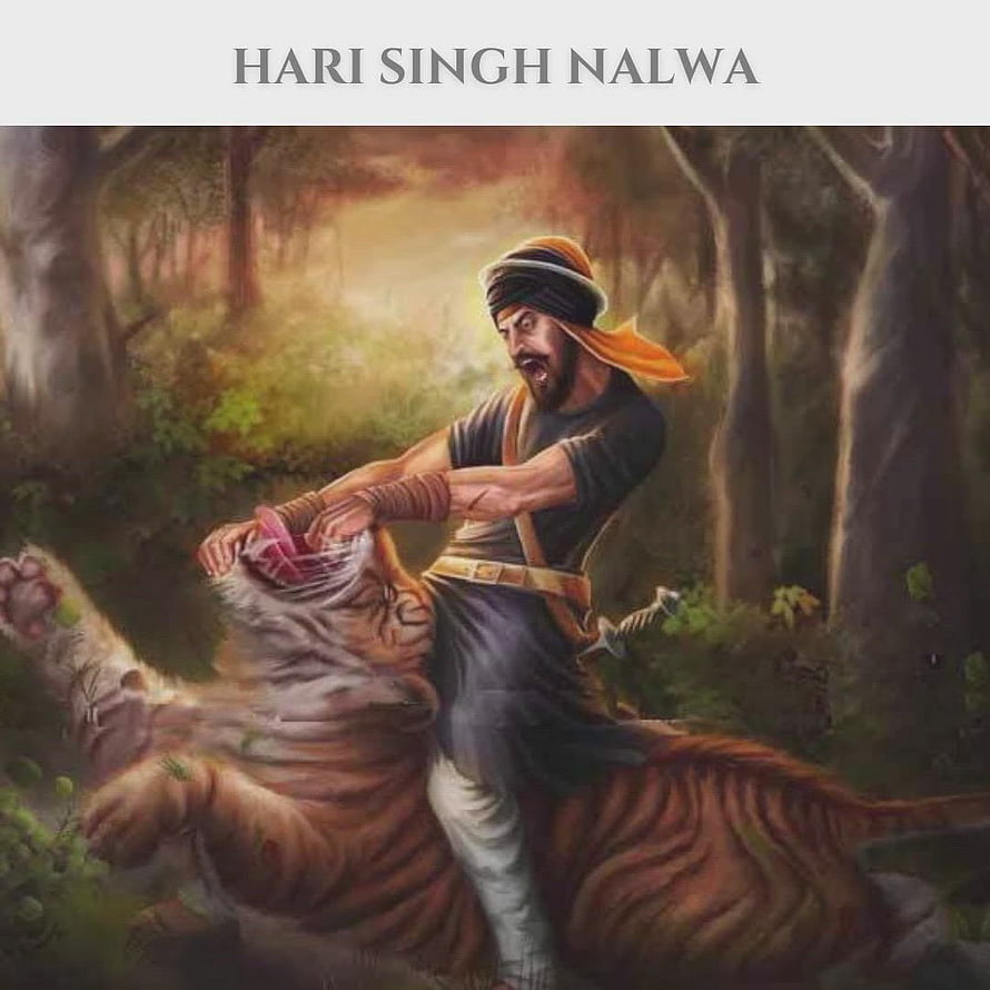 Hari Singh Nalwa Confronting a Tiger in a Dense Forest HD phone wallpaper