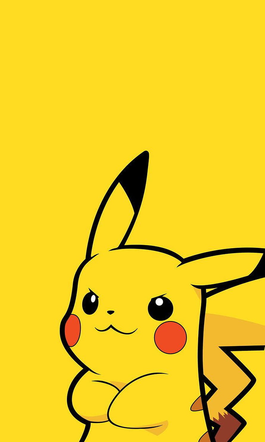 Pikachu Kawaii Illustration with Crossed Arms on Yellow Background HD phone wallpaper
