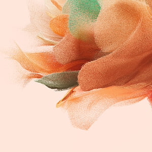 Abstract Watercolor Floral Art with Soft Orange and Green Petals on Cream Background HD phone wallpaper