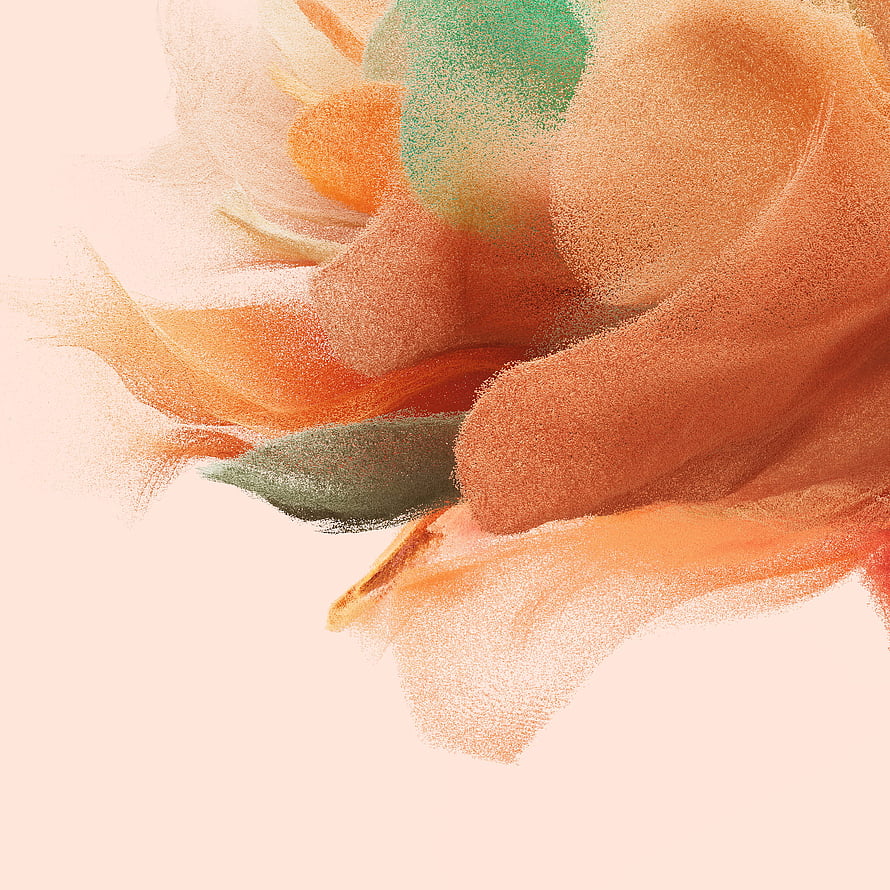 Abstract Watercolor Floral Art with Soft Orange and Green Petals on Cream Background HD phone wallpaper