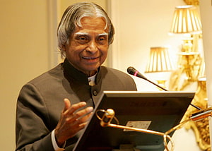 A P J Abdul Kalam Speaking at a Formal Event in a Dark Bandhgala HD wallpaper