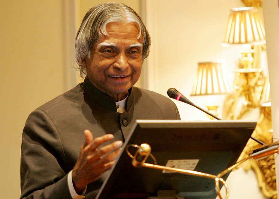 A P J Abdul Kalam Speaking at a Formal Event in a Dark Bandhgala HD wallpaper