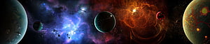 Vibrant Space Panorama Featuring Diverse Planets, Nebulae, and a Glowing Star System HD wallpaper