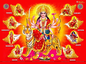Nine Forms of Goddess Durga Navratri Hindu Deity Art HD wallpaper