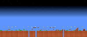 Super Mario Bros 1 World 1-1 Pixel Art Landscape with Iconic Pipes and Blocks HD wallpaper