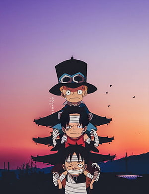 One Piece Straw Hat Pirates Luffy Zoro Sanji Sunset Anime Wallpaper HD phone wallpaper