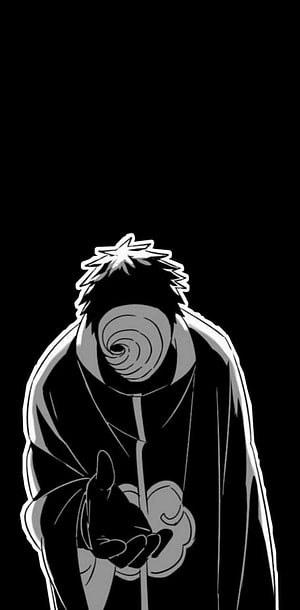 Obito Uchiha White Mask Anime Character Black and White Portrait HD phone wallpaper