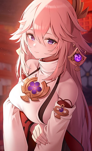 Genshin Impact Yae Miko Anime Wallpaper - Fox Priestess Portrait HD phone wallpaper