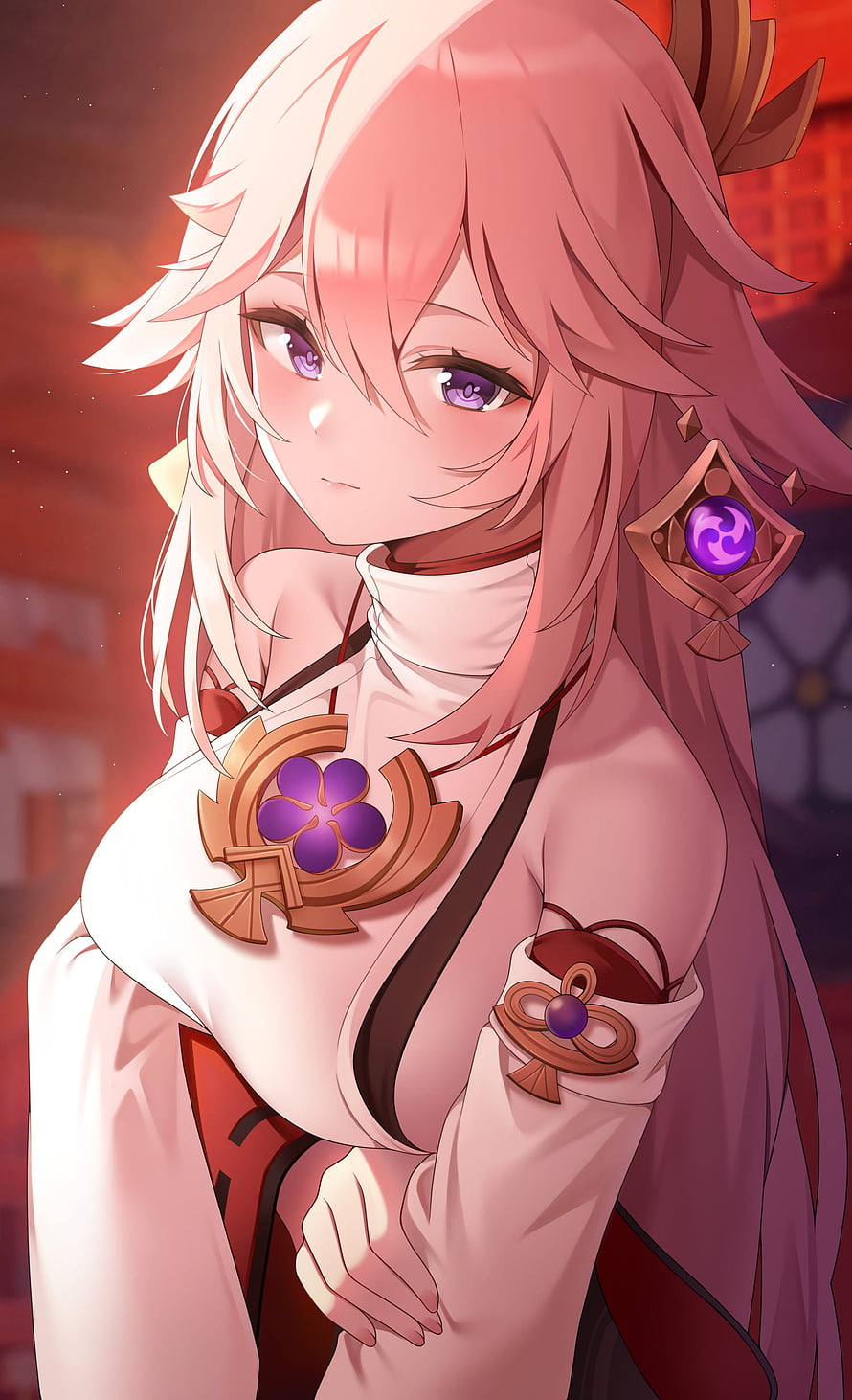 Genshin Impact Yae Miko Anime Wallpaper - Fox Priestess Portrait HD phone wallpaper