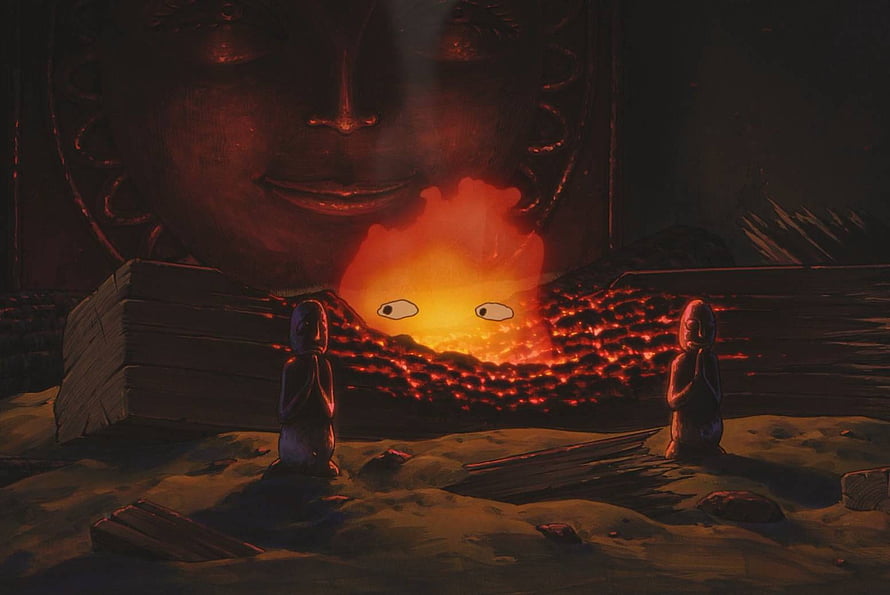 Calcifer the Fire Demon in Howl's Moving Castle Animated Scene HD wallpaper